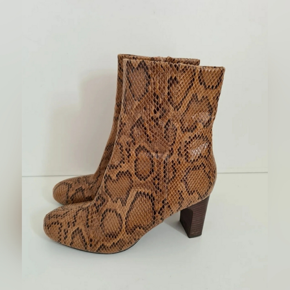 Next brown faux leather ankle boots size 6.5 snakeskin animal print - Picture 6 of 11